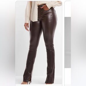 Express brown leather flare pants - Skyscraper mid rise